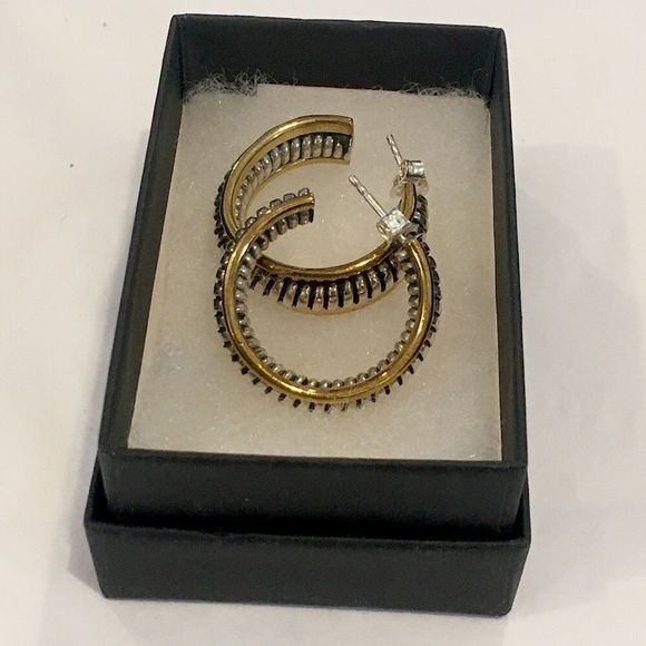 SILPADA P0382 Sterling Silver 925 Two Tone Hoop Earrings NIB - Picture 8 of 10